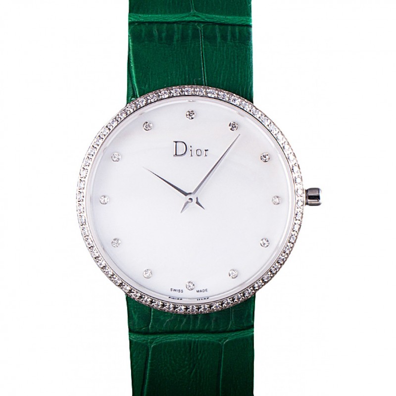 Best Replica Watches La D de Dior Green Leather Strap with White Dial 621507-0