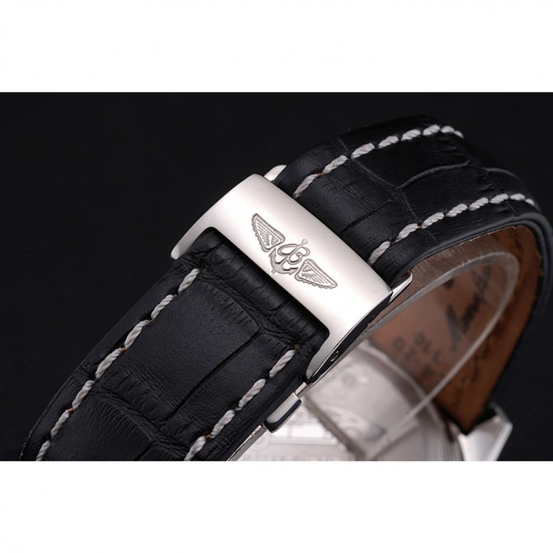 Swiss Breitling Bentley Black Croco Leather Bracelet Black Dial 80286-5