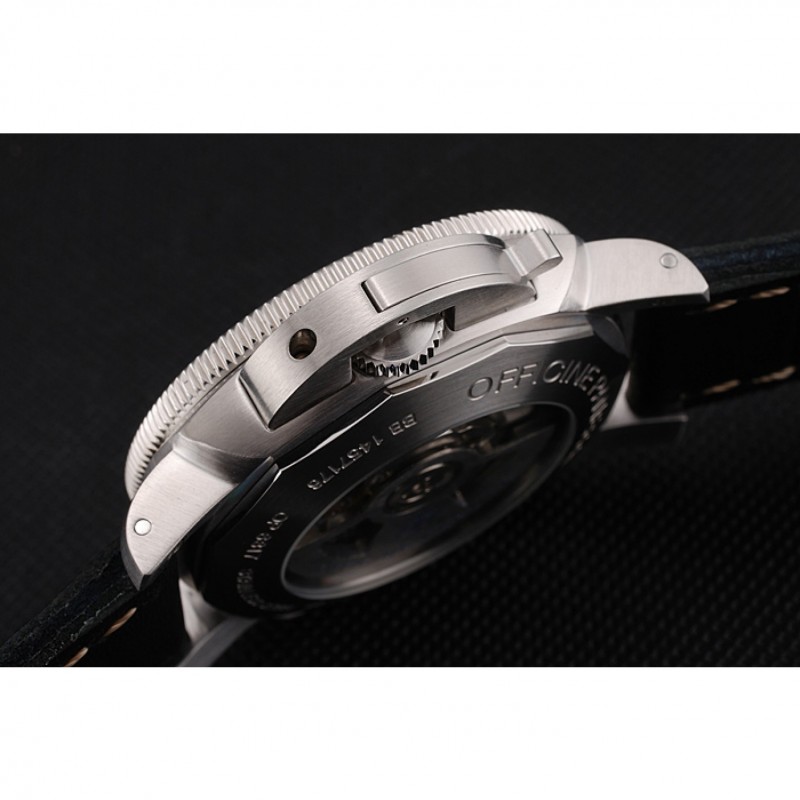 Panerai Luminor Submersible Black Dial Stainless Steel Case Black Leather Strap-8