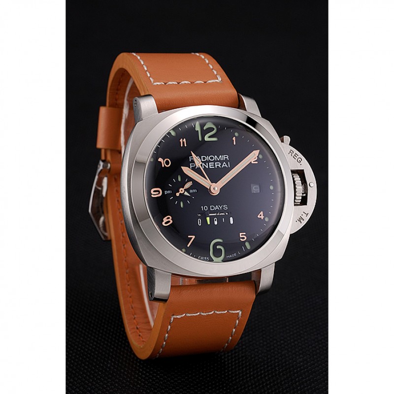 Best Panerai Radiomir Stainless Steel Bezel Orange Leather Bracelet 622317-2