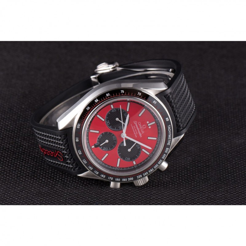 Omega Speedmaster Black Rubber Bracelet Red Dial 801421-3