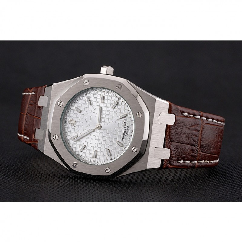 Audemars Piguet Royal Oak Fondation White Dial Stainless Steel Case Brown Leather Strap-3