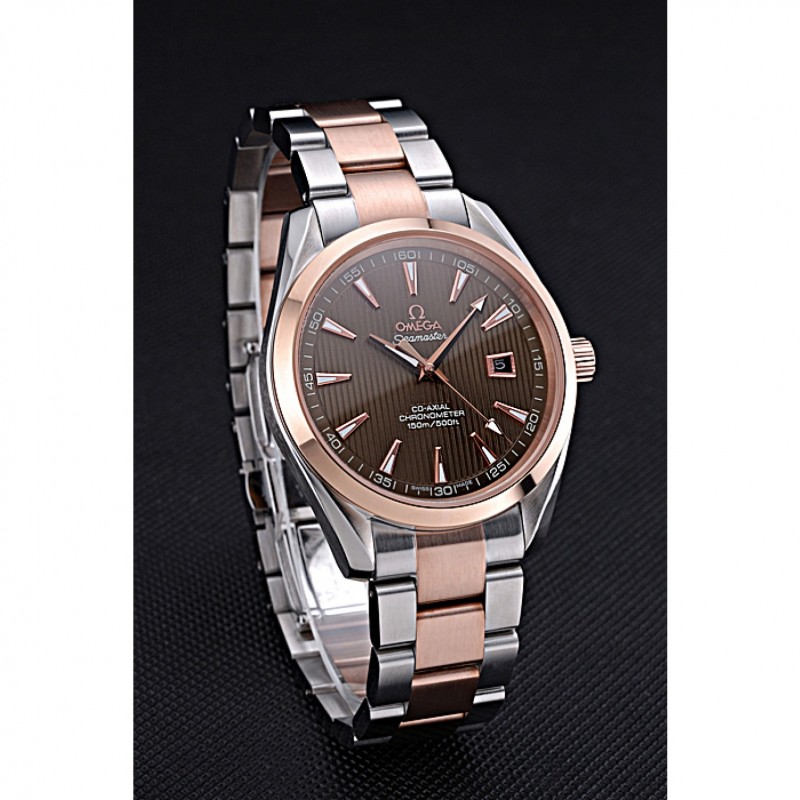 High End Replica Watches Omega Seamaster Brown Dial Two Tone 622168-2