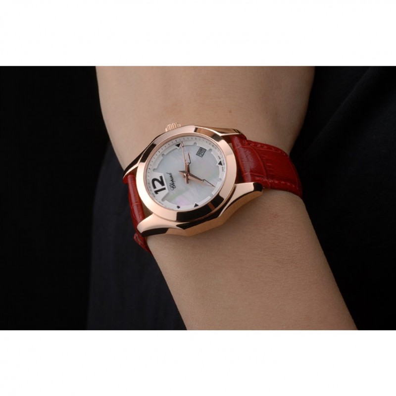 Chopard Red Leather Bracelet Watch 80276-7