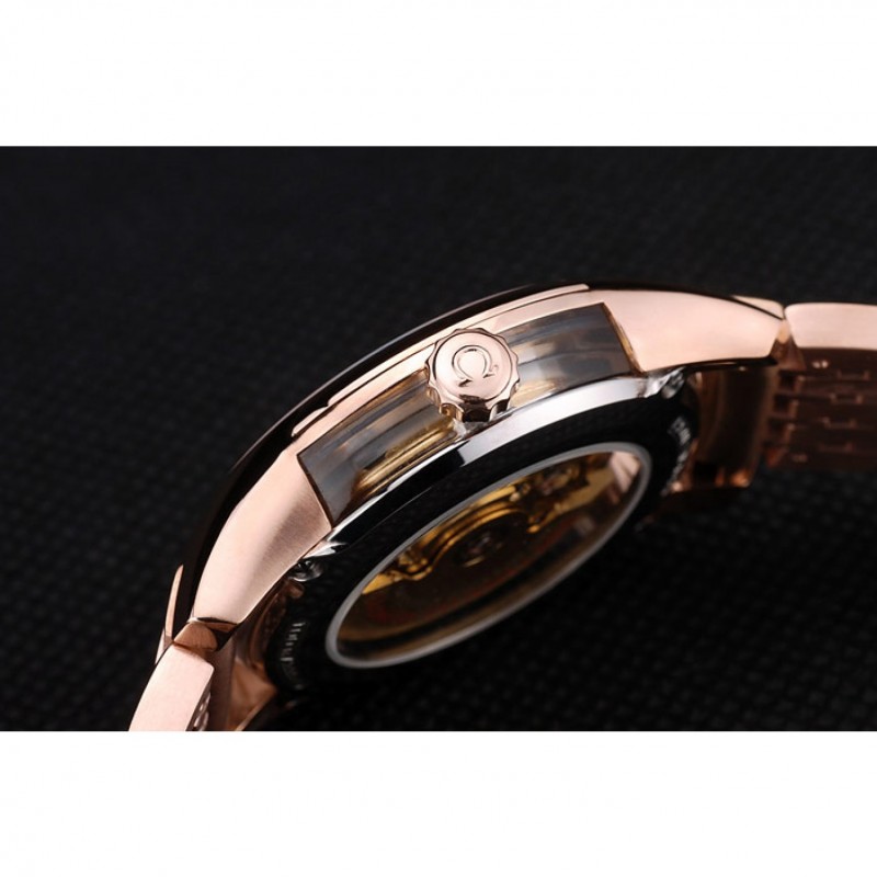 Best Replica Watches Omega Swiss DeVille Rose Gold Bezel Roman Numbers Brown Dial 7610-8