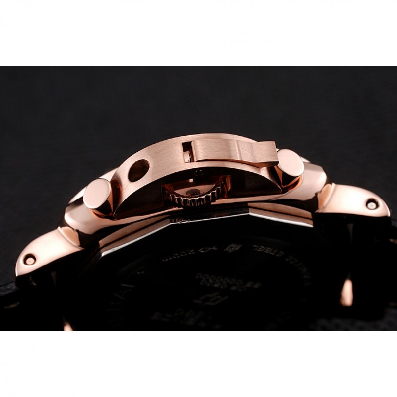 Panerai Radiomir 8 Days Chronograph Black Dial Diamond Bezel Rose Gold Case Black Leather Strap 1453798-8
