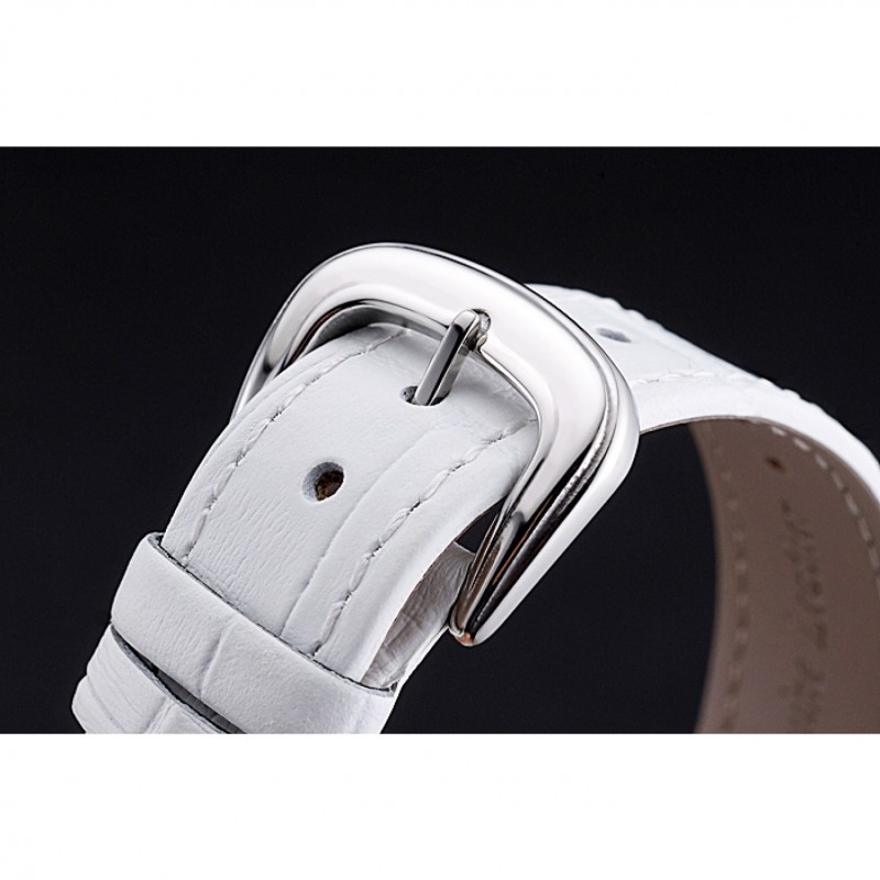 Franck Muller Long Island Classic White Dial Diamonds Case White Leather Band 622368-4