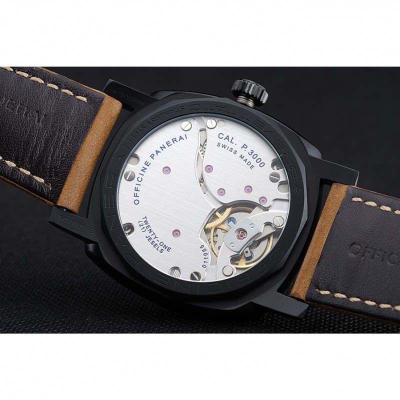Luxury Panerai Radiomir 1940 3 Days Ceramica Black Dial Brown Leather Bracelet 1454229-7