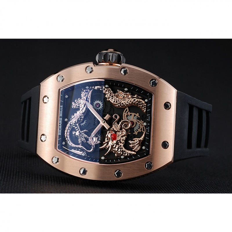Richard Mille RM 057 Tourbillon Dragon Jackie Chan Gold Case Black Rubber Bracelet 1454200-3