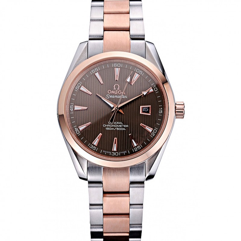 High End Replica Watches Omega Seamaster Brown Dial Two Tone 622168-0