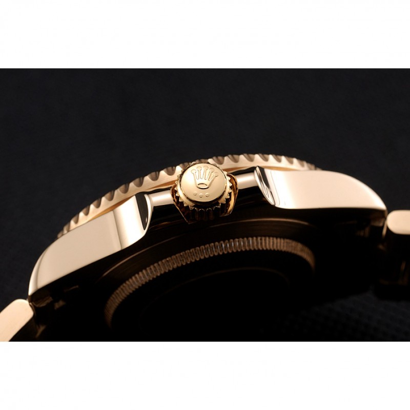Swiss Rolex Submariner Gold Dial With Diamond Markings Black Bezel Yellow Gold Case And Bracelet-8