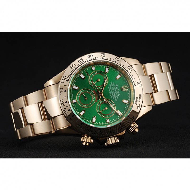 Rolex Cosmograph Daytona Green Dial Gold Case And Bracelet 1454244-3