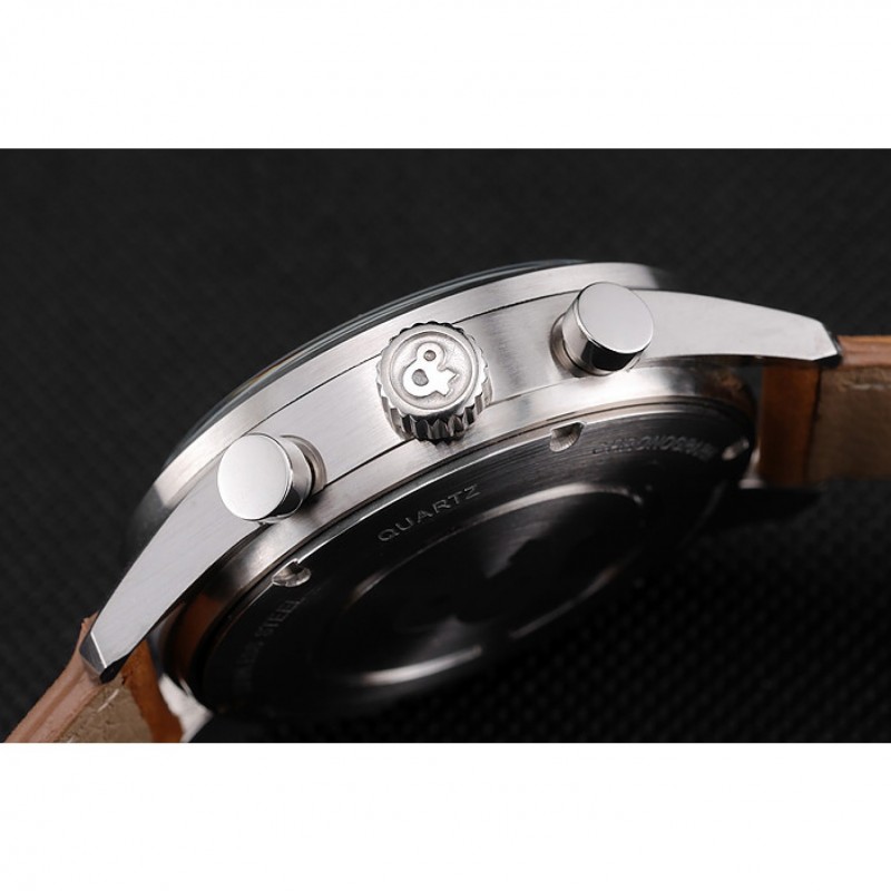 Bell and Ross BR126 Flyback Black Dial Silver Case Gold Numerals Brown Suede Leather Strap-7