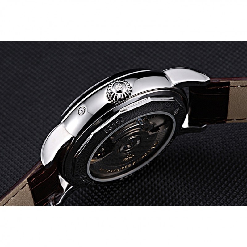 Patek Philippe Geneve Grand Complications White Dial Tourbillon Stainless Steel Bezel Brown Band 622154-7