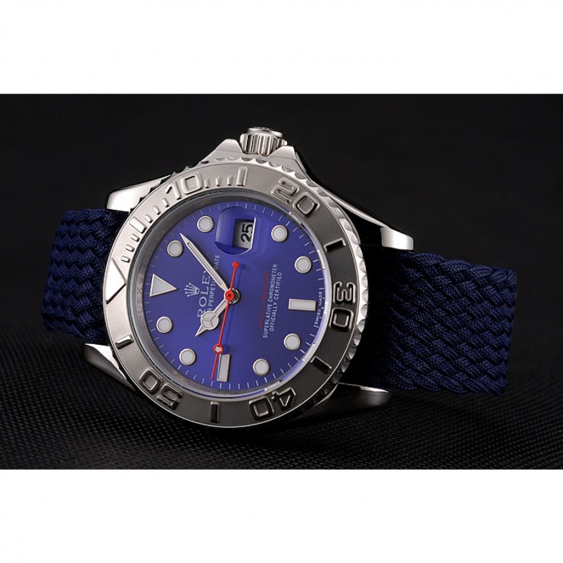 Rolex Yacht Master Blue Dial Blue Fabric Bracelet 1453868-3