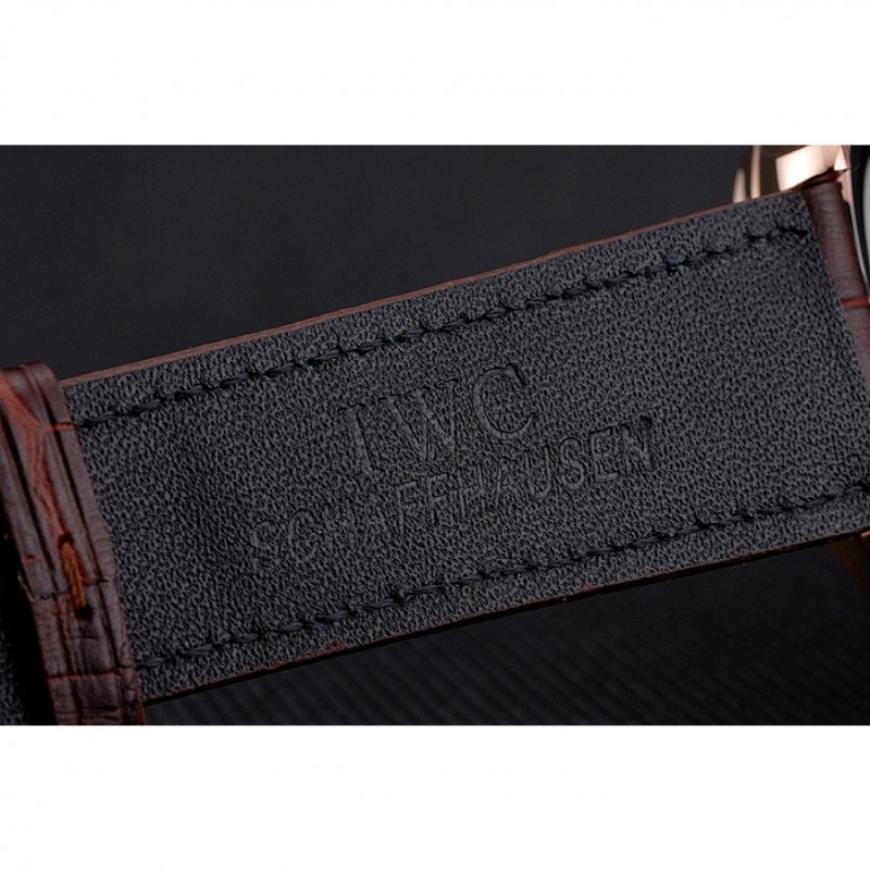 Swiss IWC Portugieser Perpetual Calendar White Dial Rose Gold Case Brown Leather Strap-6