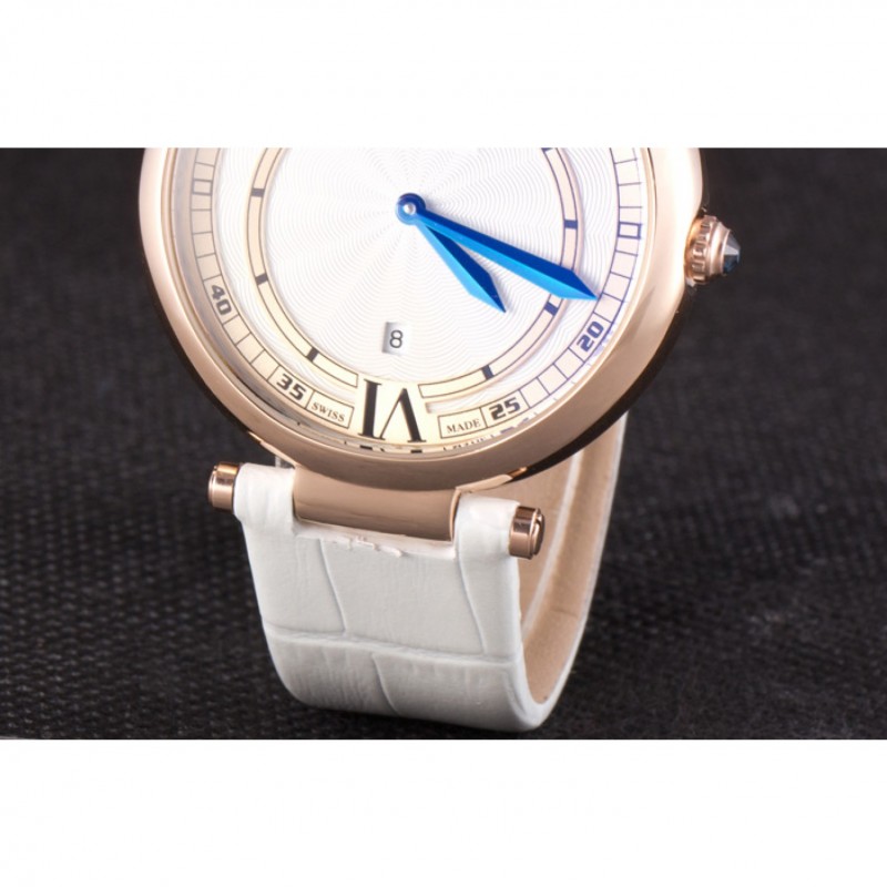 Luxury Replica Watches Cartier Ballon Bleu White Leather Strap 621449-6
