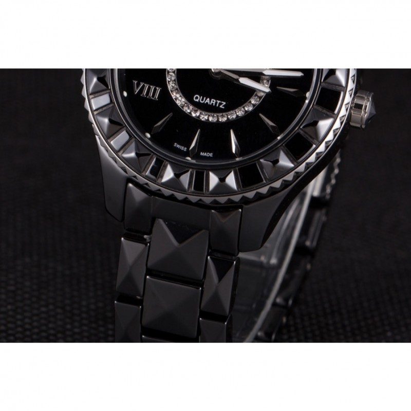 Dior VIII Ceramic Black Bezel Black Bracelet cd10 621363-6