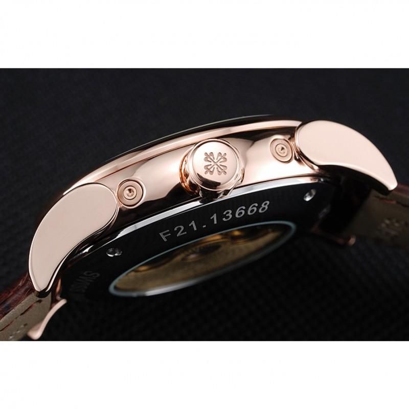 Patek Philippe Complications Chronograph White Dial Gold Case Brown Leather Bracelet 1454236-8