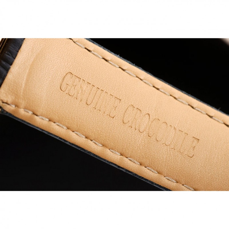 Rolex Daytona Gold Case Blue Dial Black Leather Strap-8
