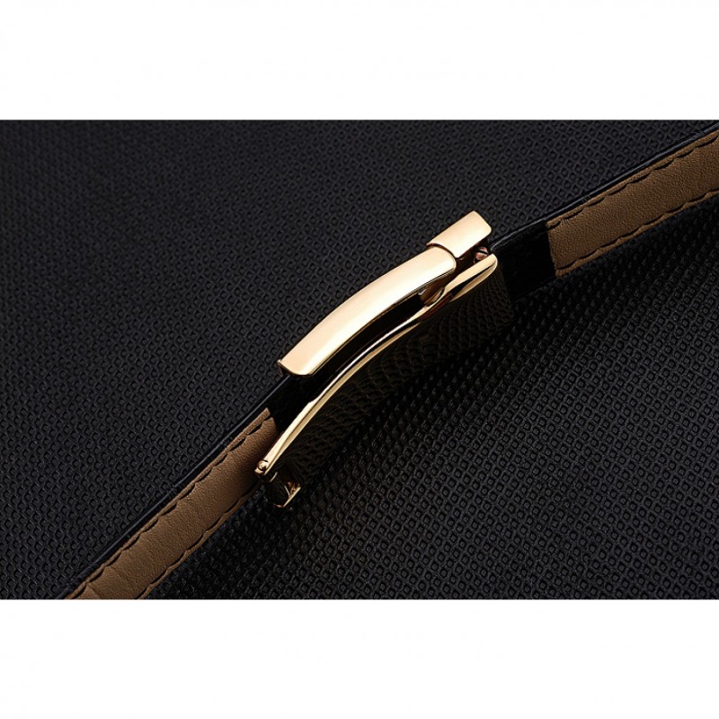 Rolex Black Leather with Gold Clasp Bracelet 622496-7