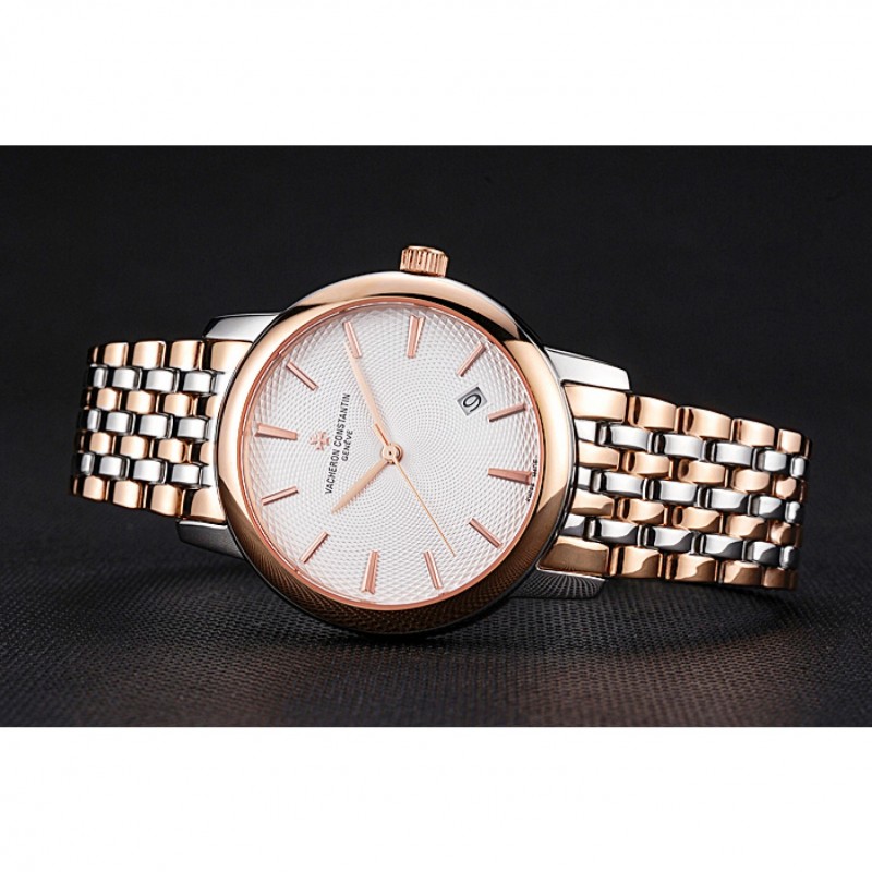 Vacheron Constantin Patrimony Silver Dial Rose Gold Case Two Tone Bracelet 62292-3