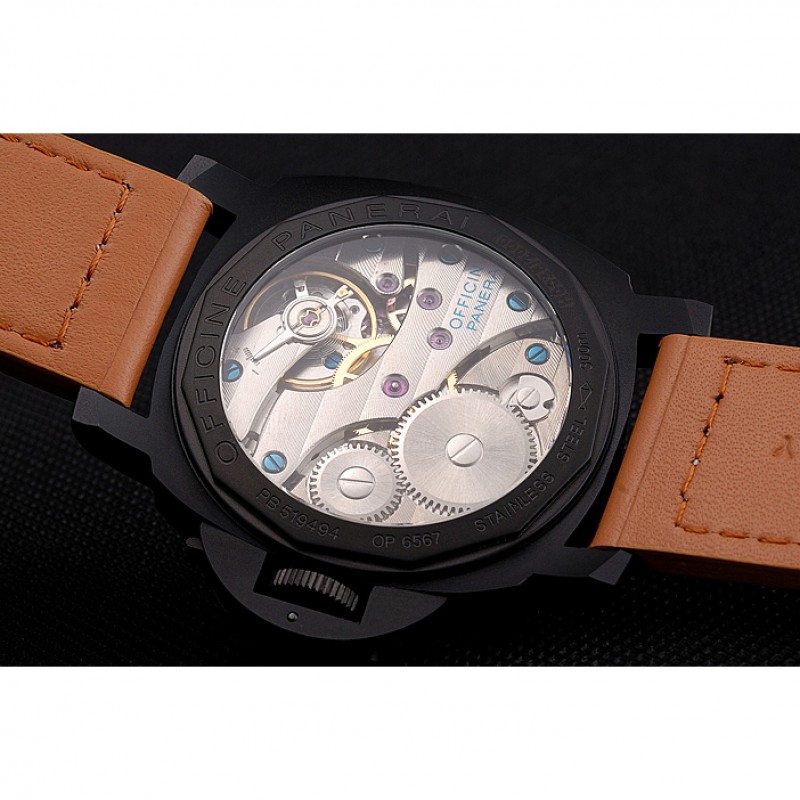 Panerai Luminor Ion Plated Stainless Steel Bezel Orange Leather Bracelet 622309-6