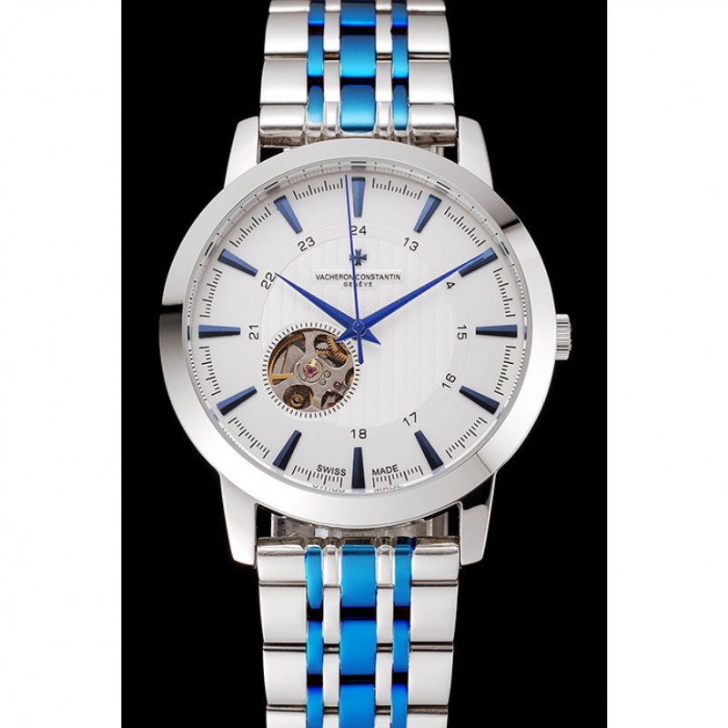 Vacheron Constantin Tourbillon White Dial Blue Numerals Stainless Steel Case Two Tone Steel Blue Bracelet-1