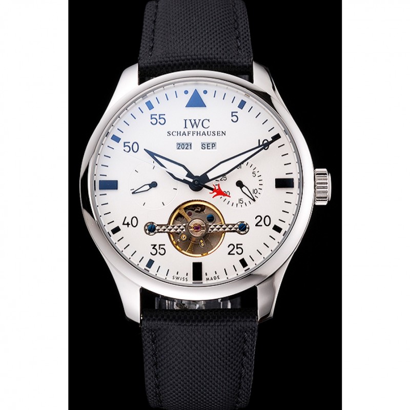 IWC Pilot Tourbillon White Dial Stainless Steel Case Black Textile Strap-1