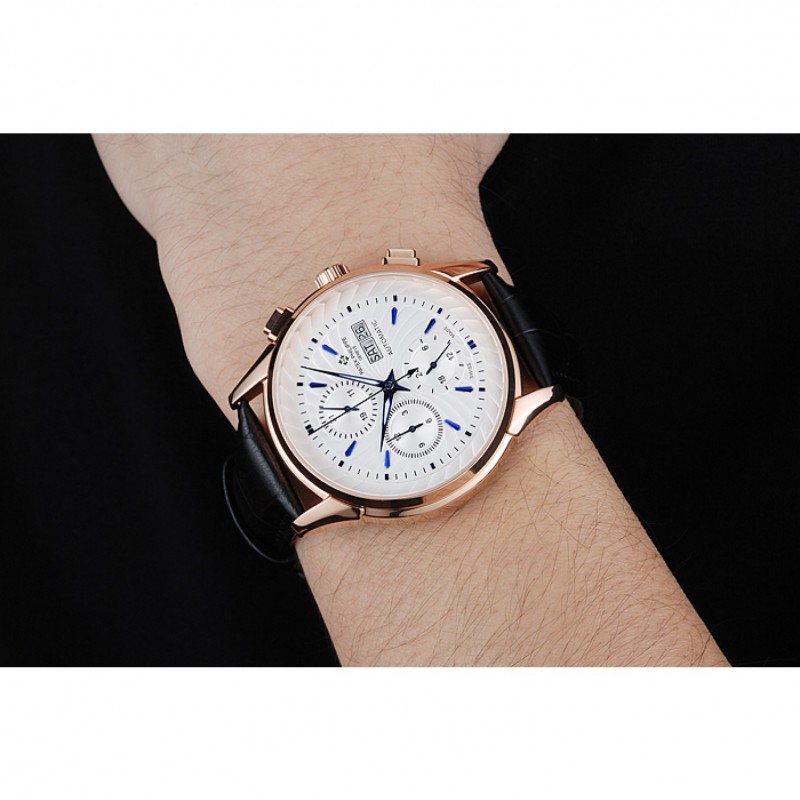 Patek Philippe Grand Complications White Dial Gold Case Black Leather Bracelet 1454240-8