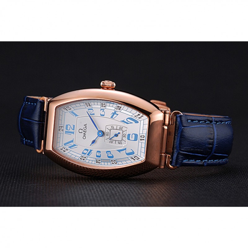 Omega Sochi Petrograd White Dial Gold Case Blue Leather Strap 622820-3