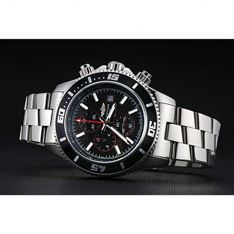 High Quality Replica Watches Breitling Superocean Chronograph II Black Dial Stainless Steel Bracelet 622428-4