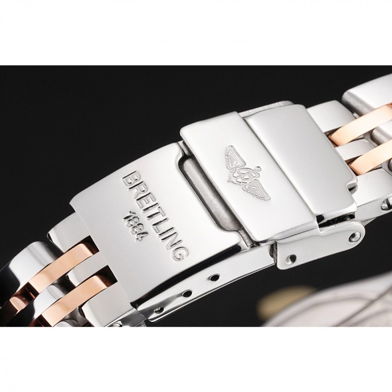 Breitling Chronomat Quartz Pearl Dial Rose Gold Bezel Stainless Steel Case Two Tone Bracelet-5