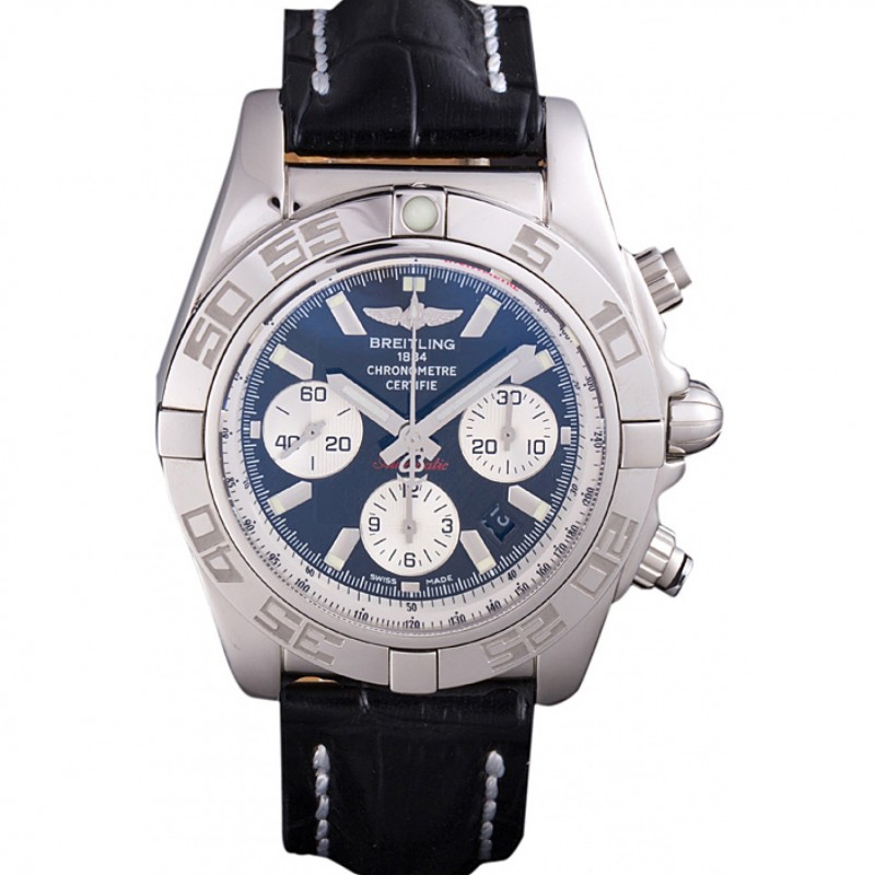 Swiss Breitling Chronomat Black Dial with Black Leather Band 621520-0