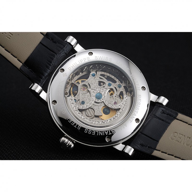 Patek Philippe Grand Complications Black Skeleton Dial Stainless Steel Case Black Leather Strap 1453812-5