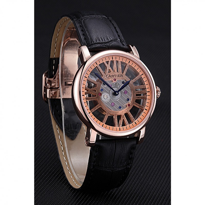 Luxury Cartier Rotonde Skeleton Flying Tourbillon Black 621966-2