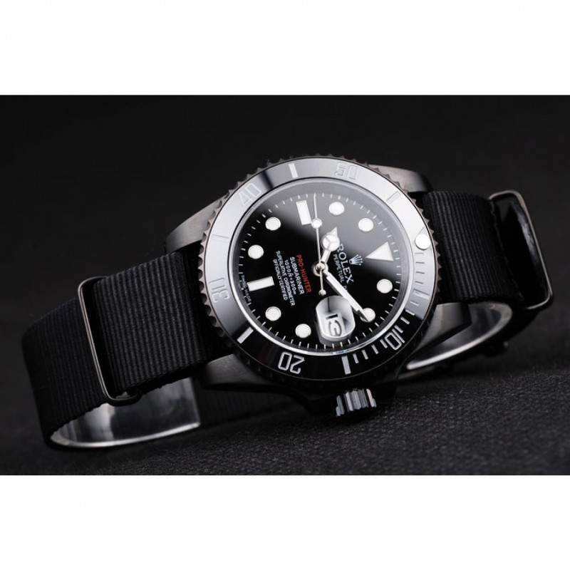 Rolex Swiss Submariner Pro-Hunter Black Fabric Strap Black Dial-3