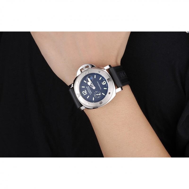 Panerai Luminor Brushed Stainless Steel Case Black Dial Black Rubber Strap 98165-8
