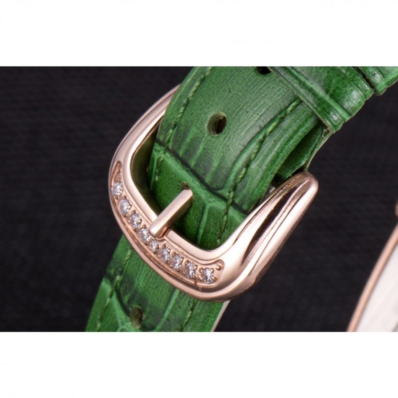Franck Muller Casablanca Green Croco Leather Band Crystal Encrusted Bezel 621646-6