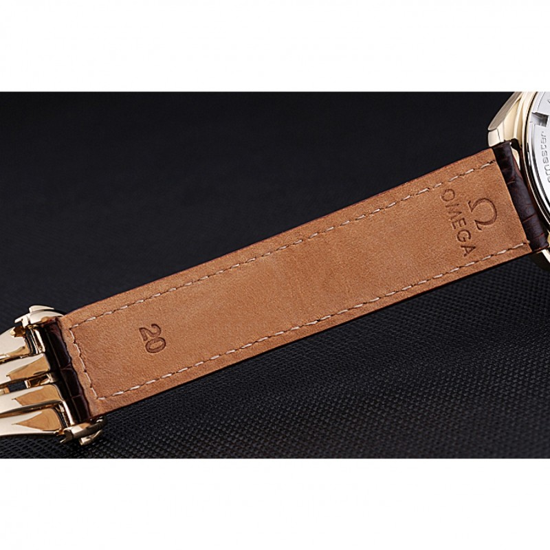 Cheap Omega Seamaster Planet Ocean GMT White Dial Gold Case Brown Leather Band 622399-7