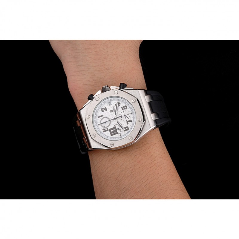 Audemars Piguet Royal Oak Offshore White Dial Stainless Steel Case Black Rubber Strap-8