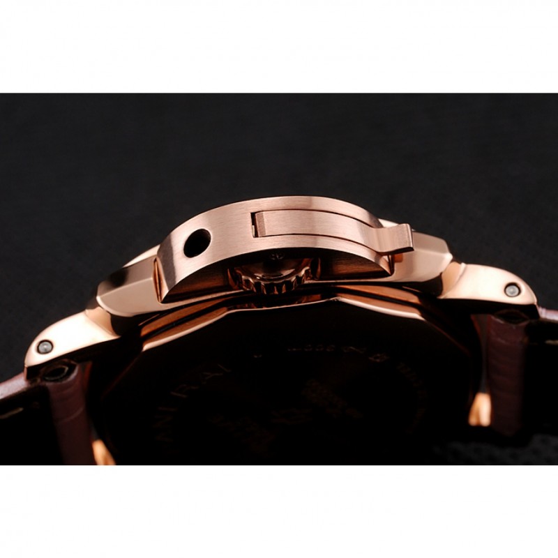 Panerai Radiomir Black Dial Diamond Bezel Rose Gold Case Pink Leather Strap 1453801-8