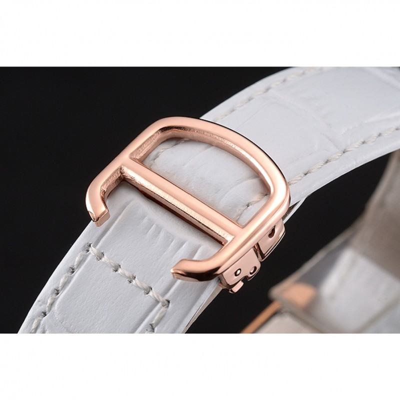 Cartier Tank MC Gold Diamond Case White Dial White Leather Strap 622169-6