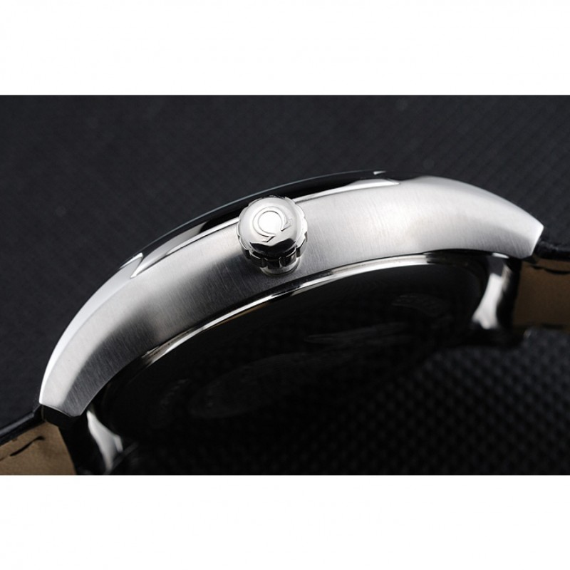 Omega DeVille Black Dial Stainless Steel Case Black Leather Strap 622829-8