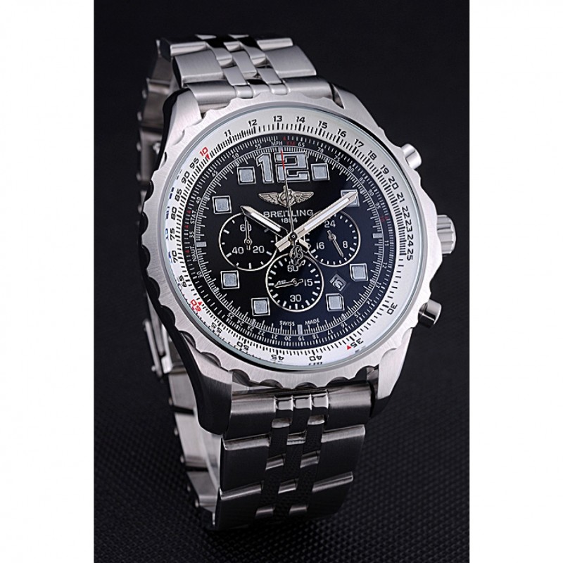 Breitling Professional Chronospace Black Dial Stainless Steel Bracelet 622505-2
