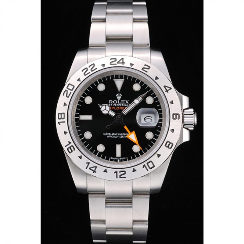 High End Rolex Swiss Explorer Stainless Steel Bezel Black Dial Watch-1