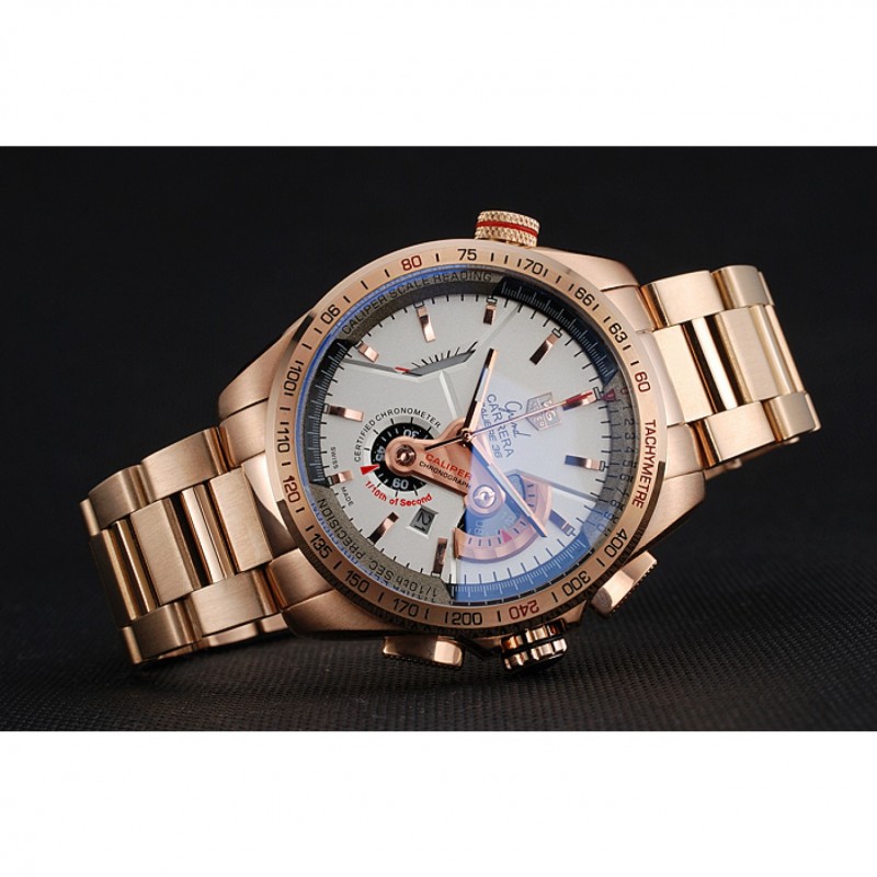High Quality Replica Watches Tag Heuer Carrera Rose Gold Case White Dial-3