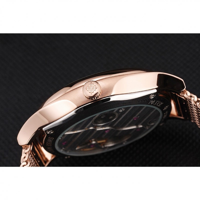 Patek Philippe Calatrava Small Seconds Black Dial Rose Gold Case And Bracelet-7