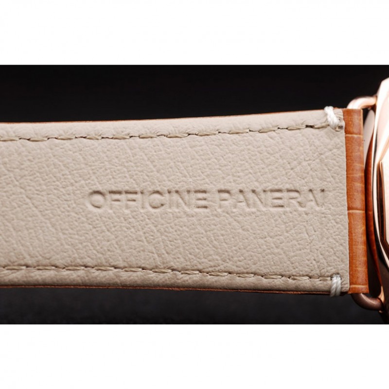 Panerai Radiomir Rose Gold Case Black Dial Brown Leather Strap 98136-7