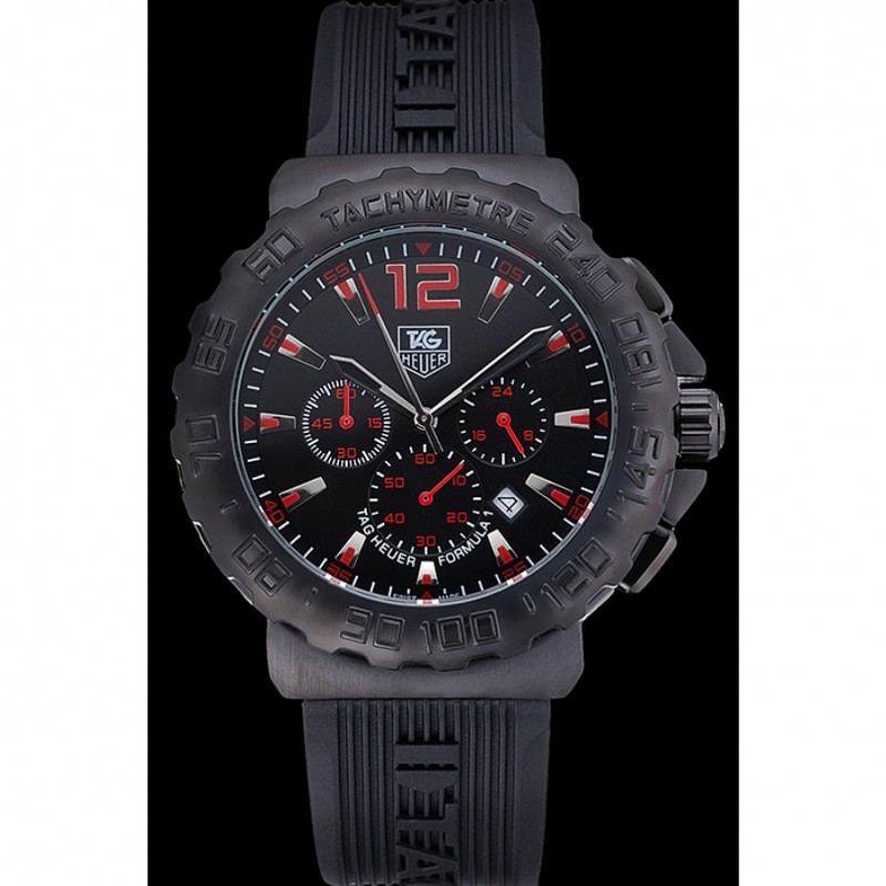 Tag Heuer Formula 1 Chronograph Black Dial Black Bezel Red Numerals 622408-1